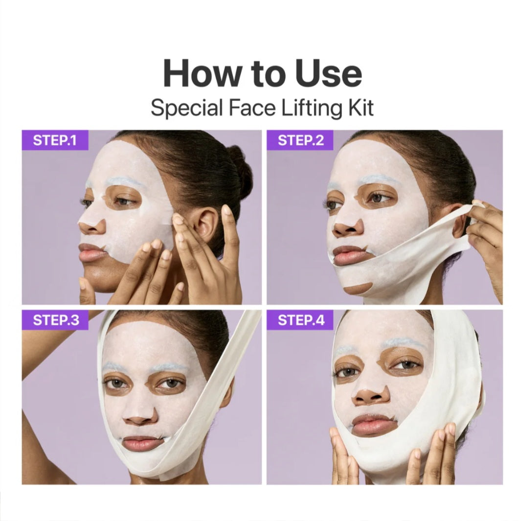 NUMBUZIN No.9 NAD Bio Lifting Full Cover Facial Mask +GWP (Reafirma Cuello y Rostro) (4 unidades e incluye banda)