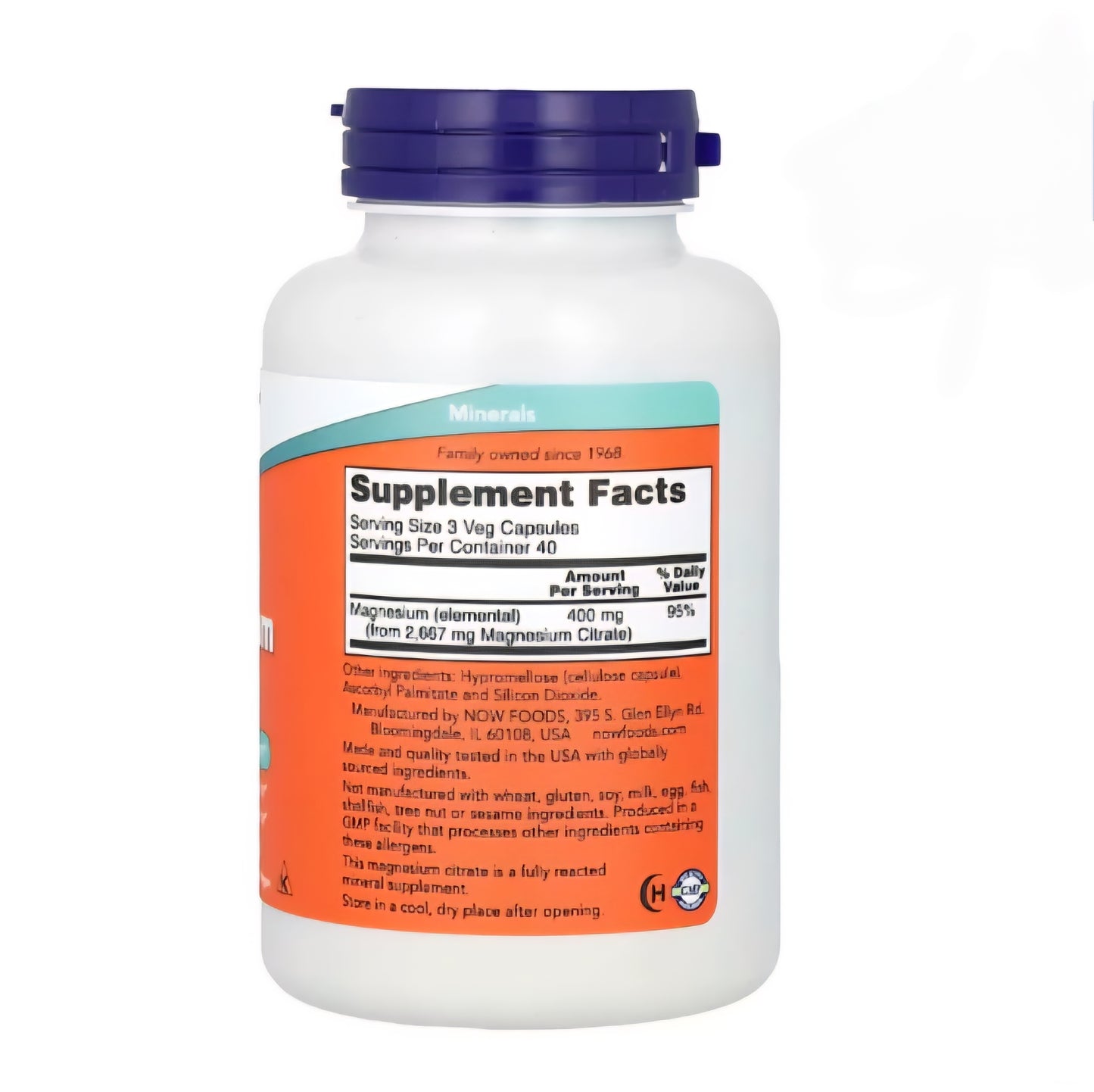 Now Citrato de Magnesio 400mg 90 Capsulas