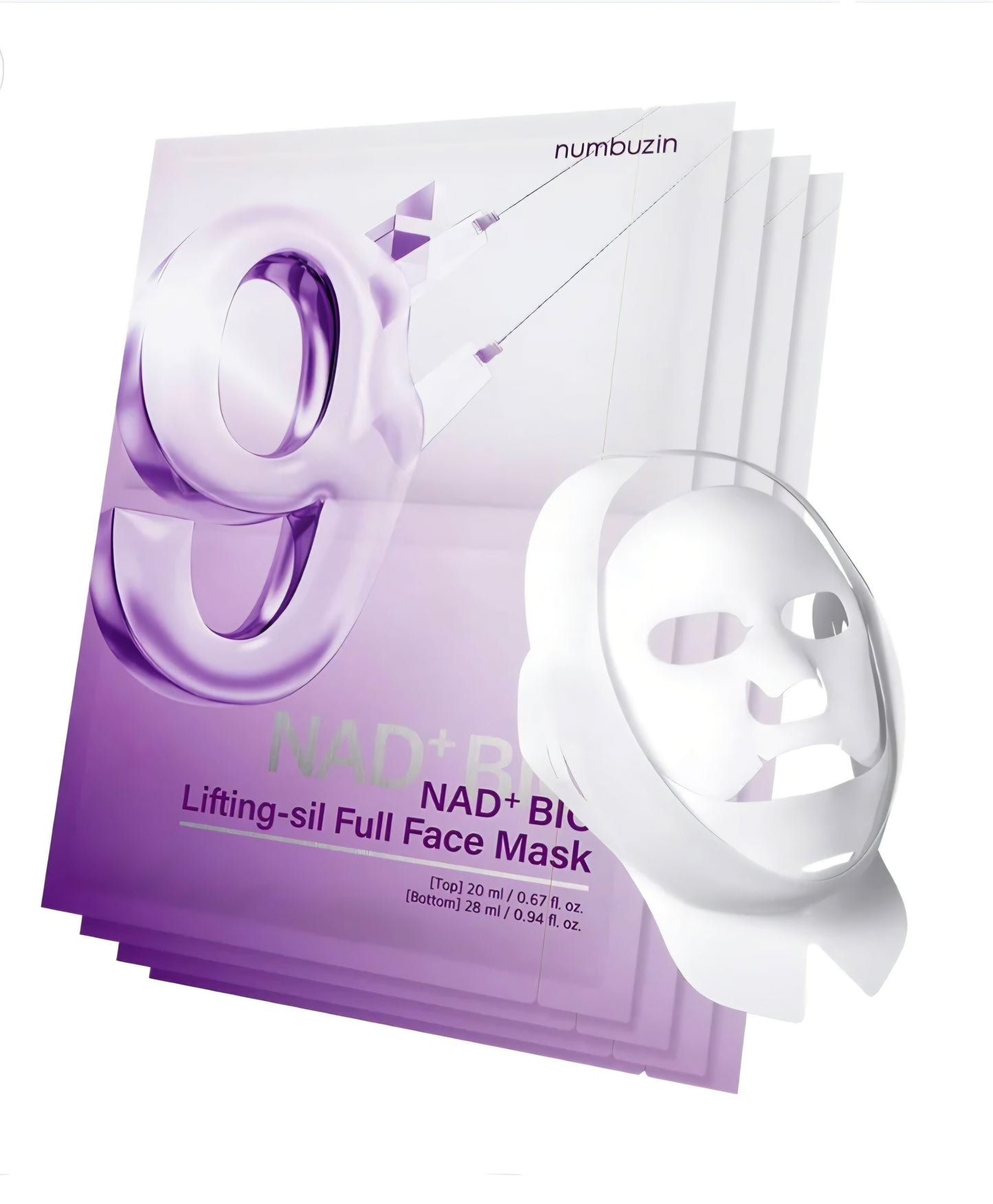 NUMBUZIN No.9 NAD Bio Lifting Full Cover Facial Mask +GWP (Reafirma Cuello y Rostro) (4 unidades e incluye banda)
